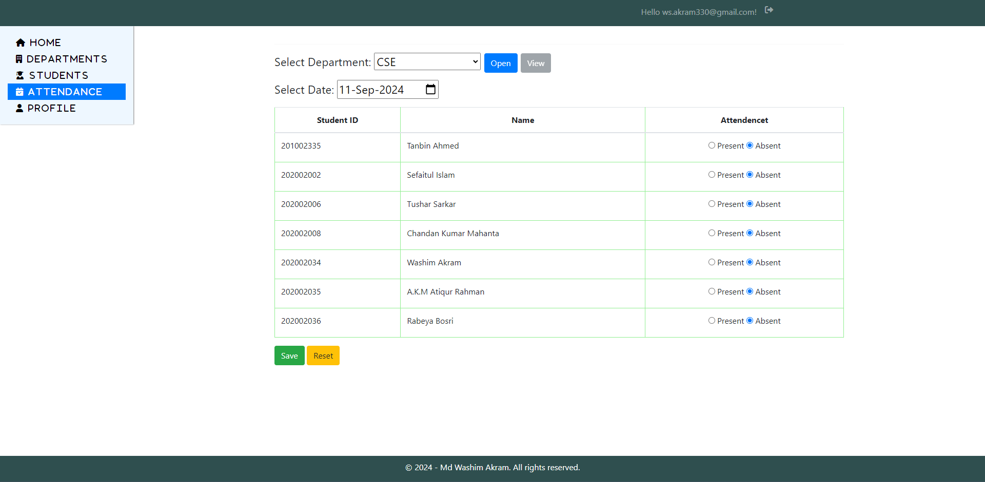 Click to view the image Attendance System